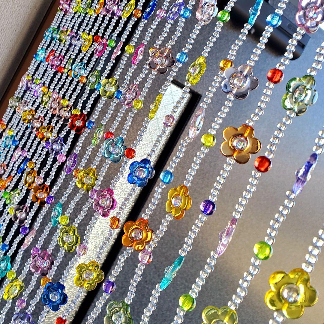 ビーズのれん ビーズカーテン レトロ ビーズ 珠暖簾 クリア カラフル