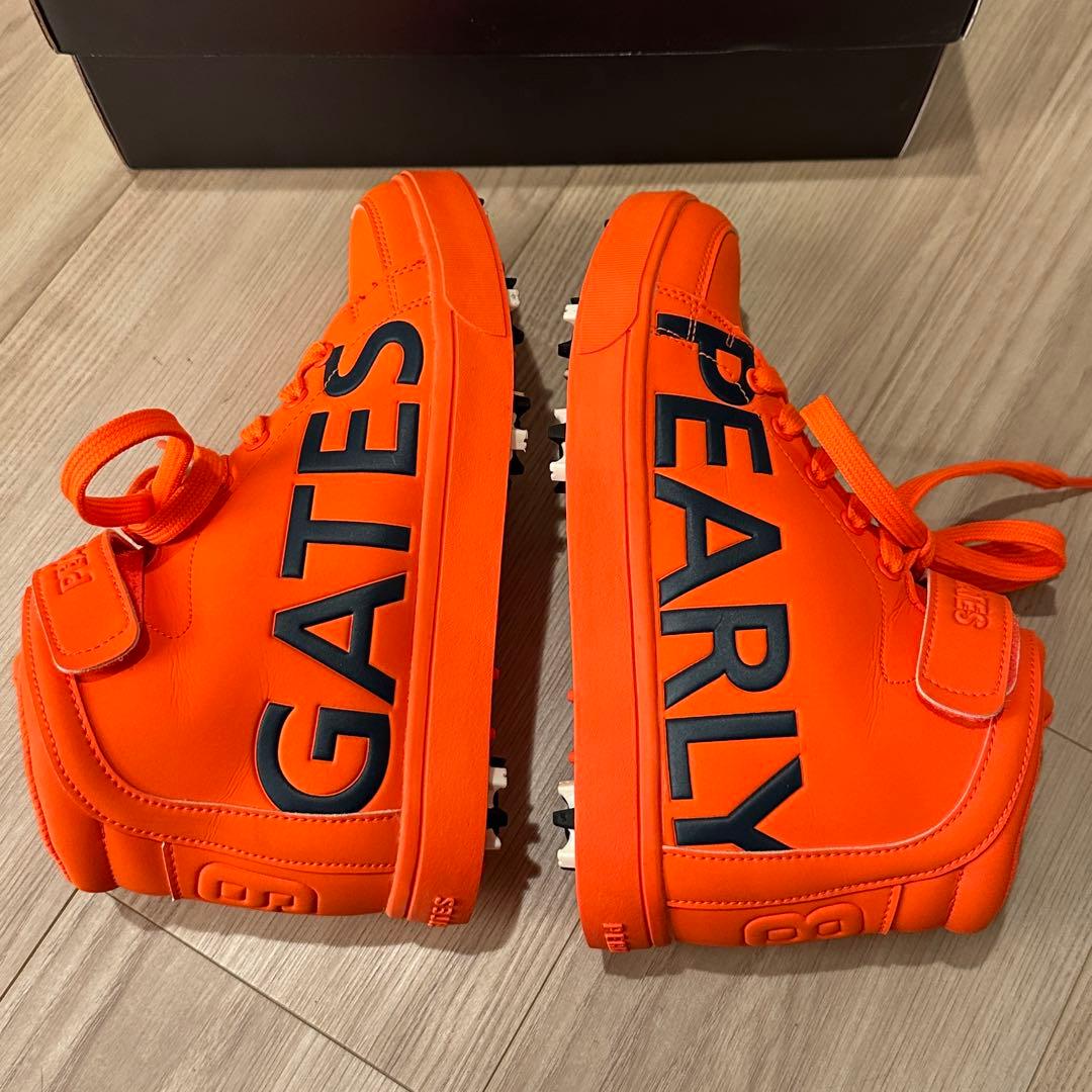 超美品】パーリーゲイツ ゴルフシューズ ハイカット オレンジ 22.5cm