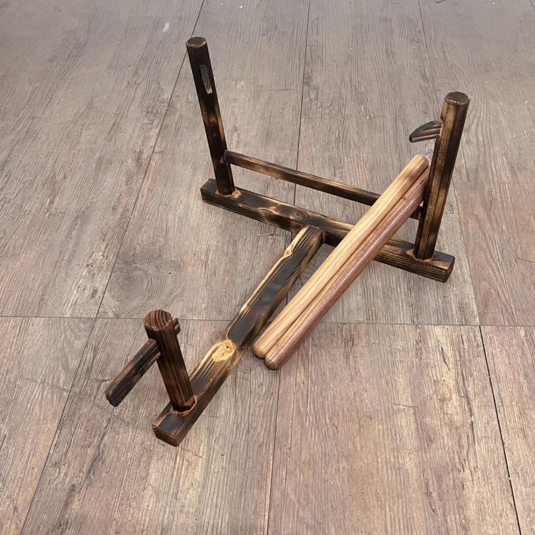 フォロー割【新品】【蔵出し】締め太鼓 牛革 和太鼓 バチ付 台付 入門用