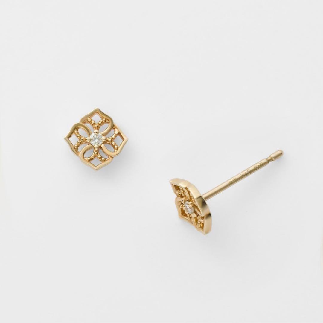 agete アガットK10 ダイヤモンド 0.04ct ピアス 【未使用】