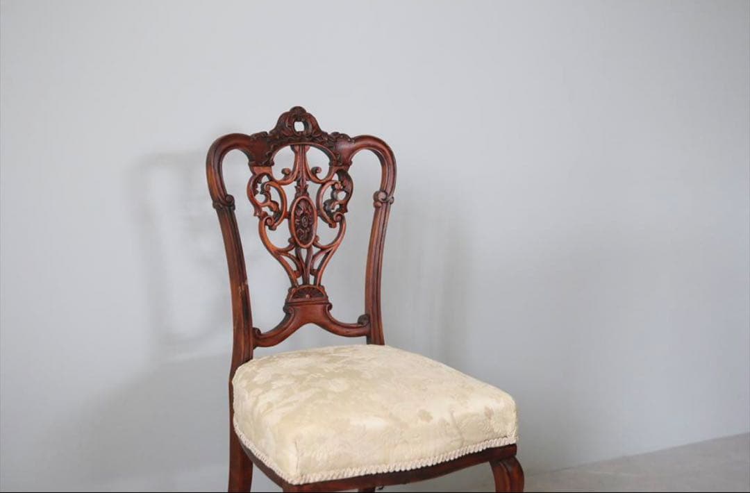 英国アンティーク木製チッペンデールダイニングチェア/サロンイス/レトロ