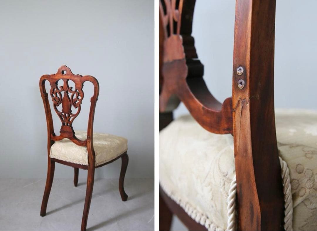 英国アンティーク木製チッペンデールダイニングチェア/サロンイス/レトロ