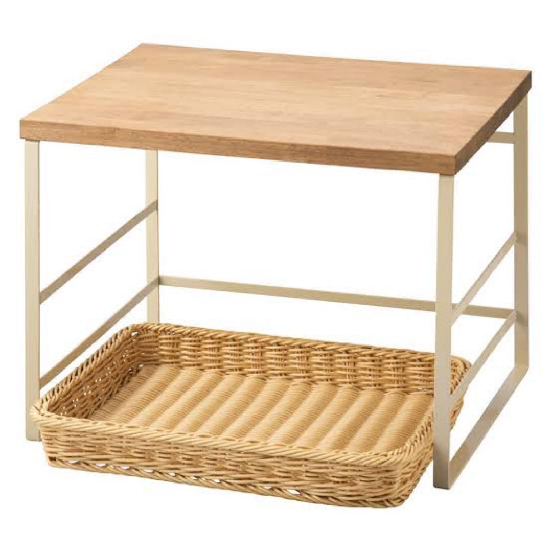 ラバーウッド天板トースターラック　洗えるバスケット付き