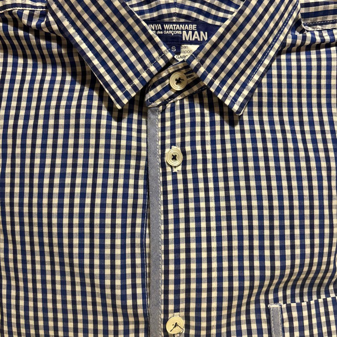 ジュンヤワタナベ コムデギャルソンマン シャツ 青 ギンガムチェック