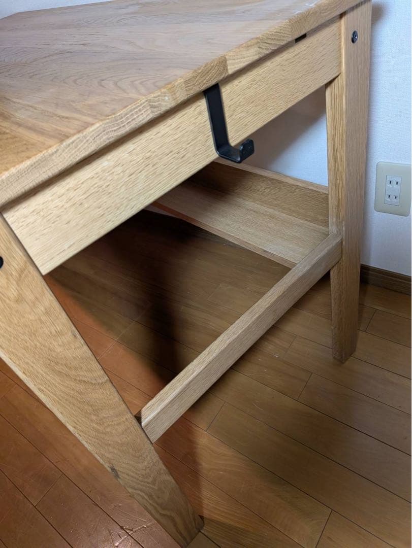 ■送料込■無印 MUJI オーク無垢材デスク 引出足元棚付 学習机 事務テーブル