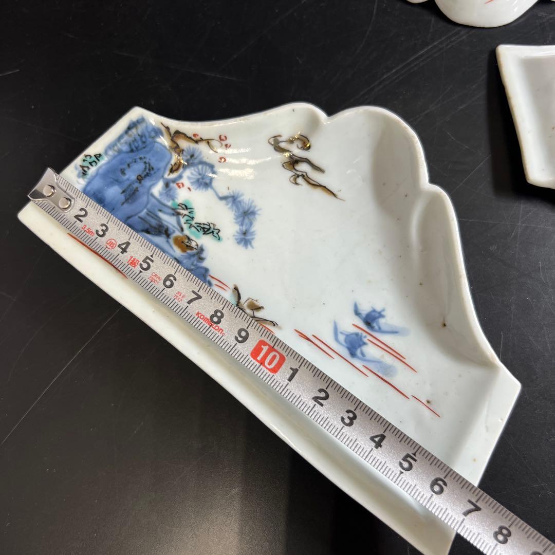 江戸初期古九谷富士型向付5枚木箱付最大幅約17㎝東Y7-0801⭐︎2F