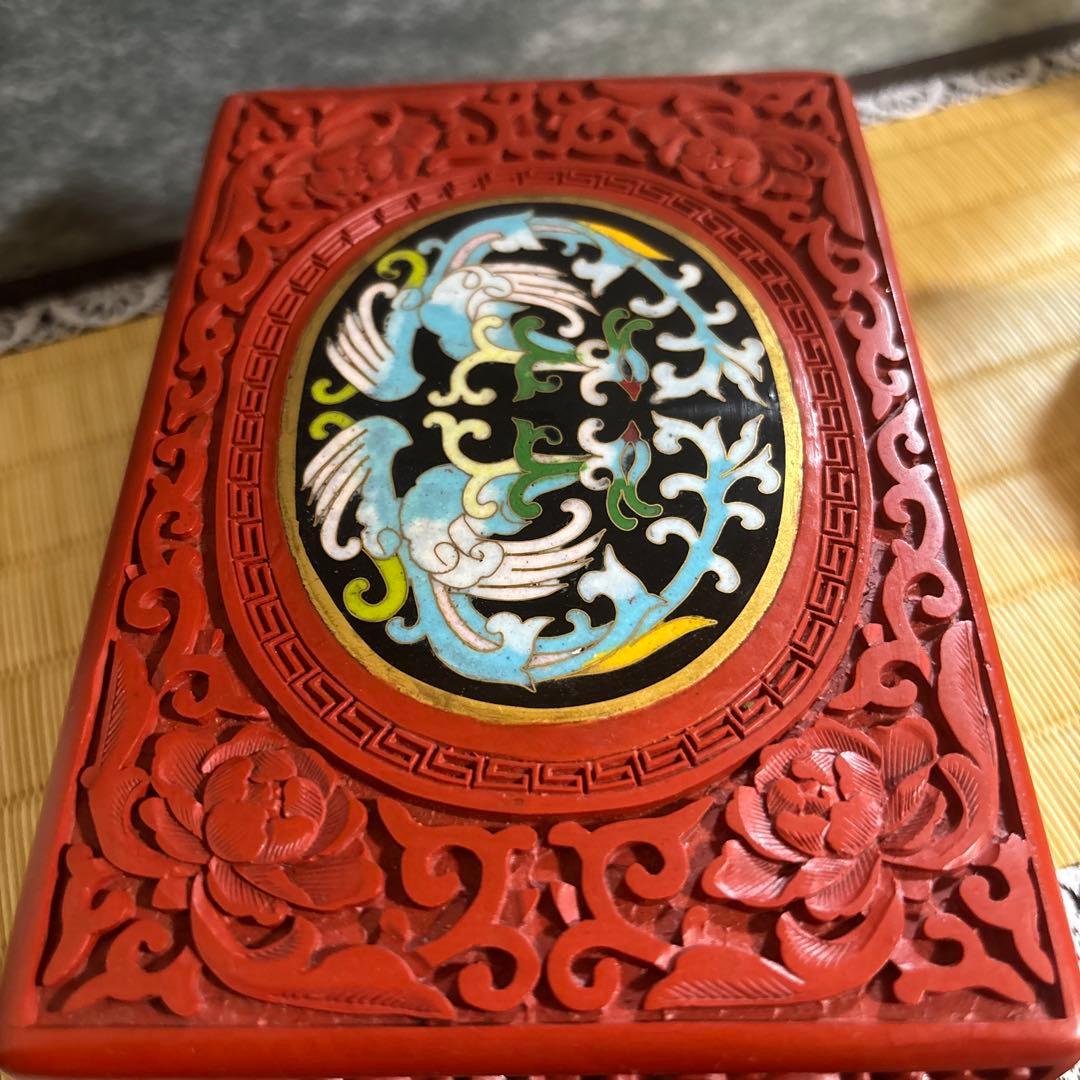 希少 古美術 七宝 堆朱 小物入れ