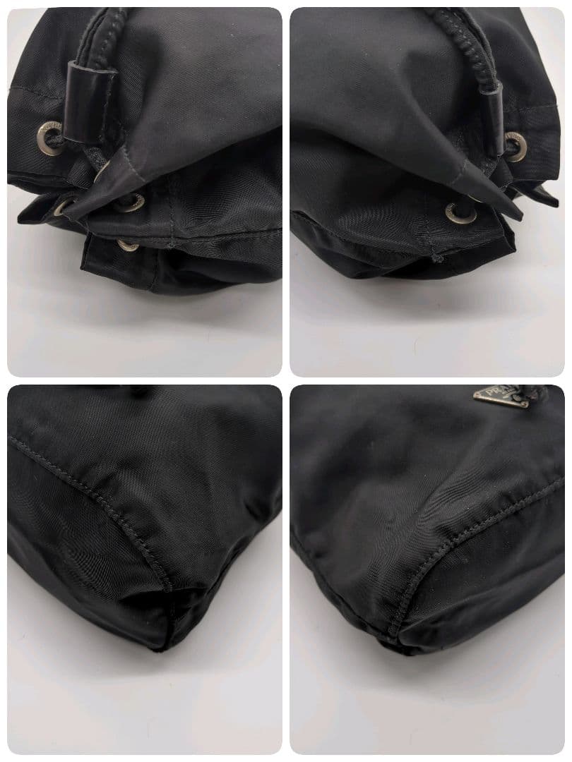 【美品・希少モデル】プラダ☆ポーチ 三角プレート ナイロン テスート 巾着 黒