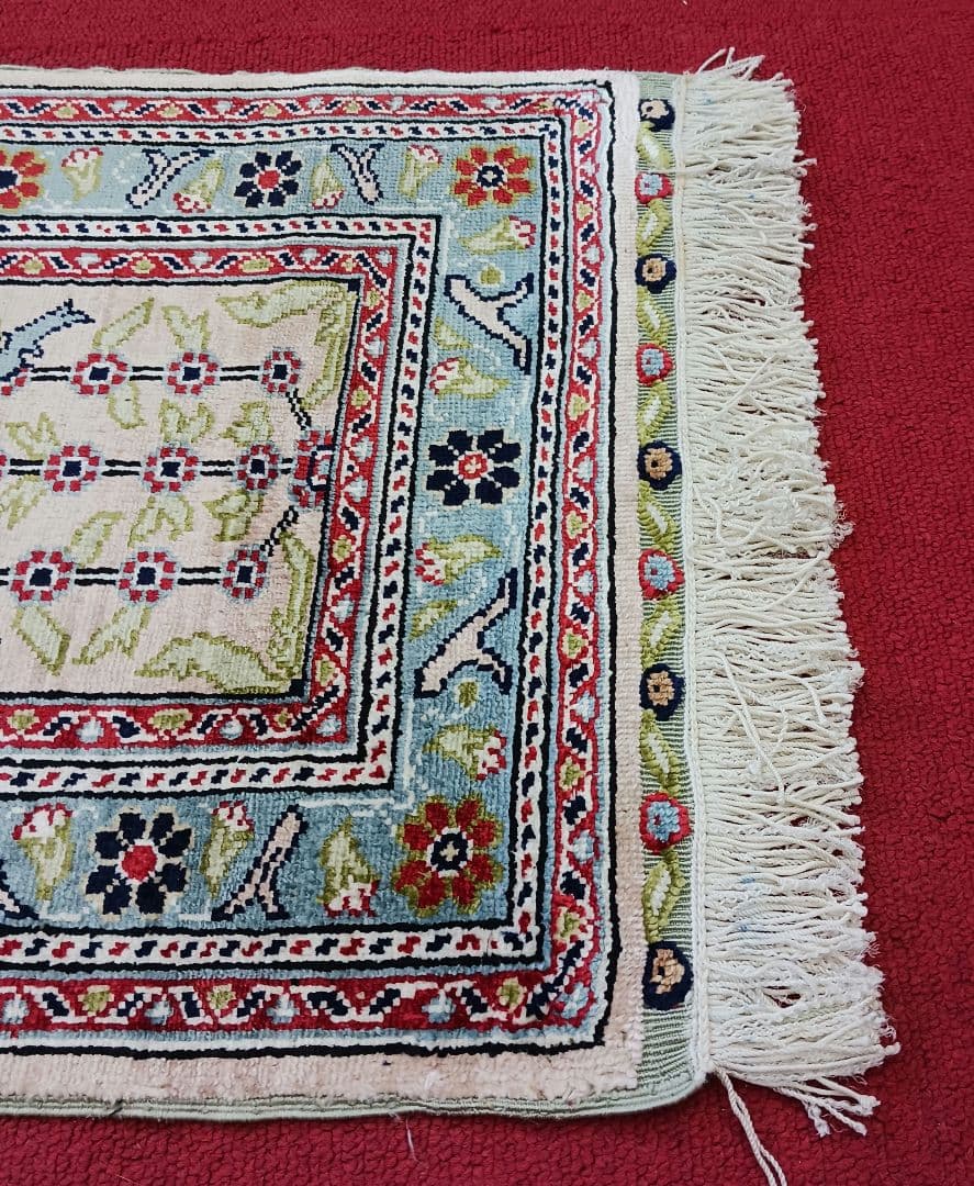 Y2733 トルコ絨毯 カイセリ シルク100% 手織り 45×36㎝