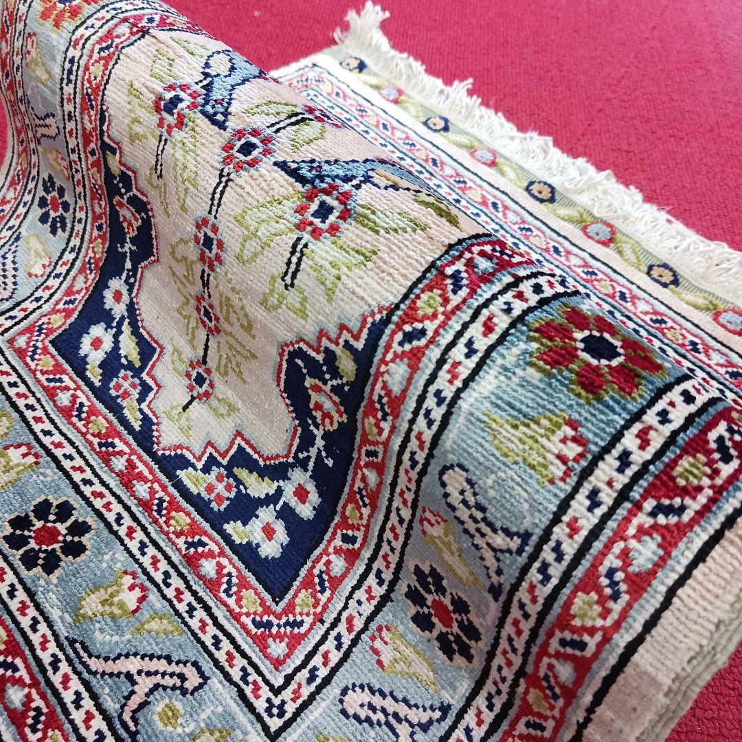 Y2733 トルコ絨毯 カイセリ シルク100% 手織り 45×36㎝