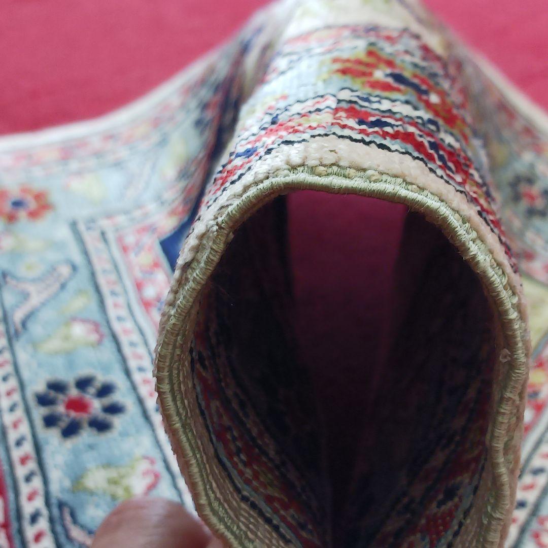 Y2733 トルコ絨毯 カイセリ シルク100% 手織り 45×36㎝