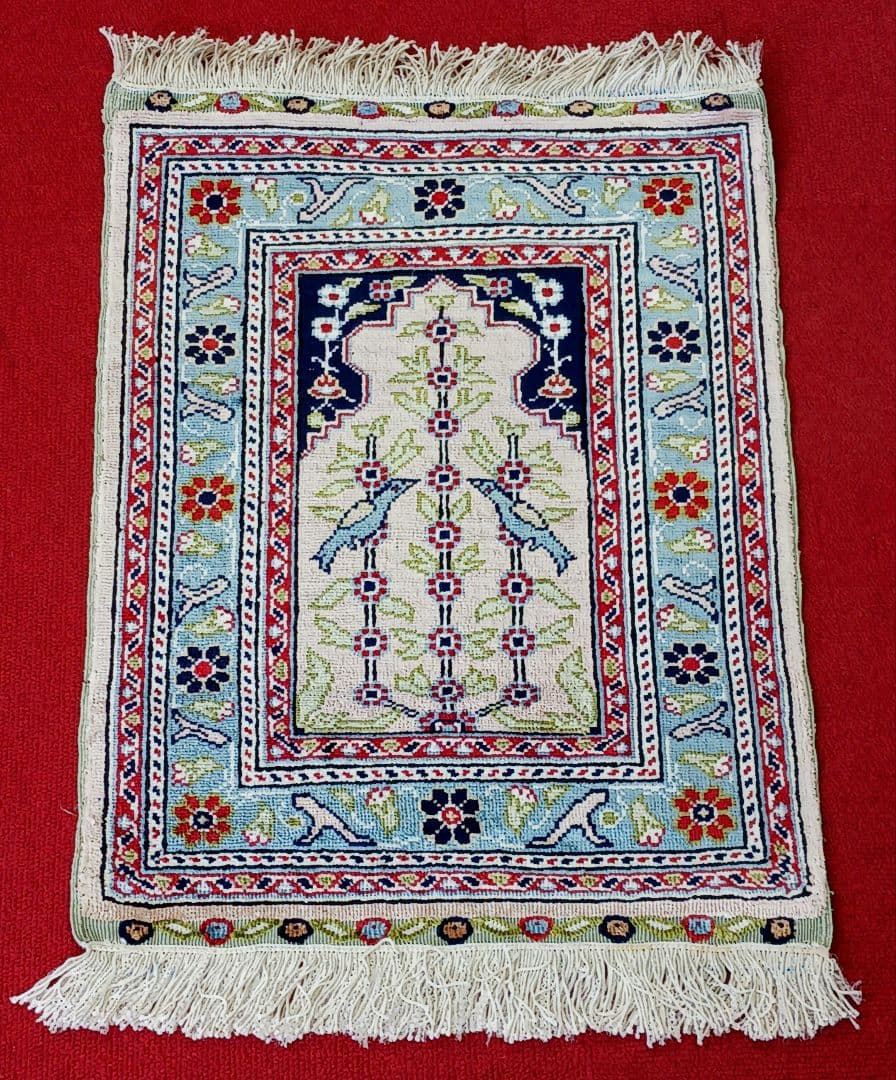 Y2733 トルコ絨毯 カイセリ シルク100% 手織り 45×36㎝
