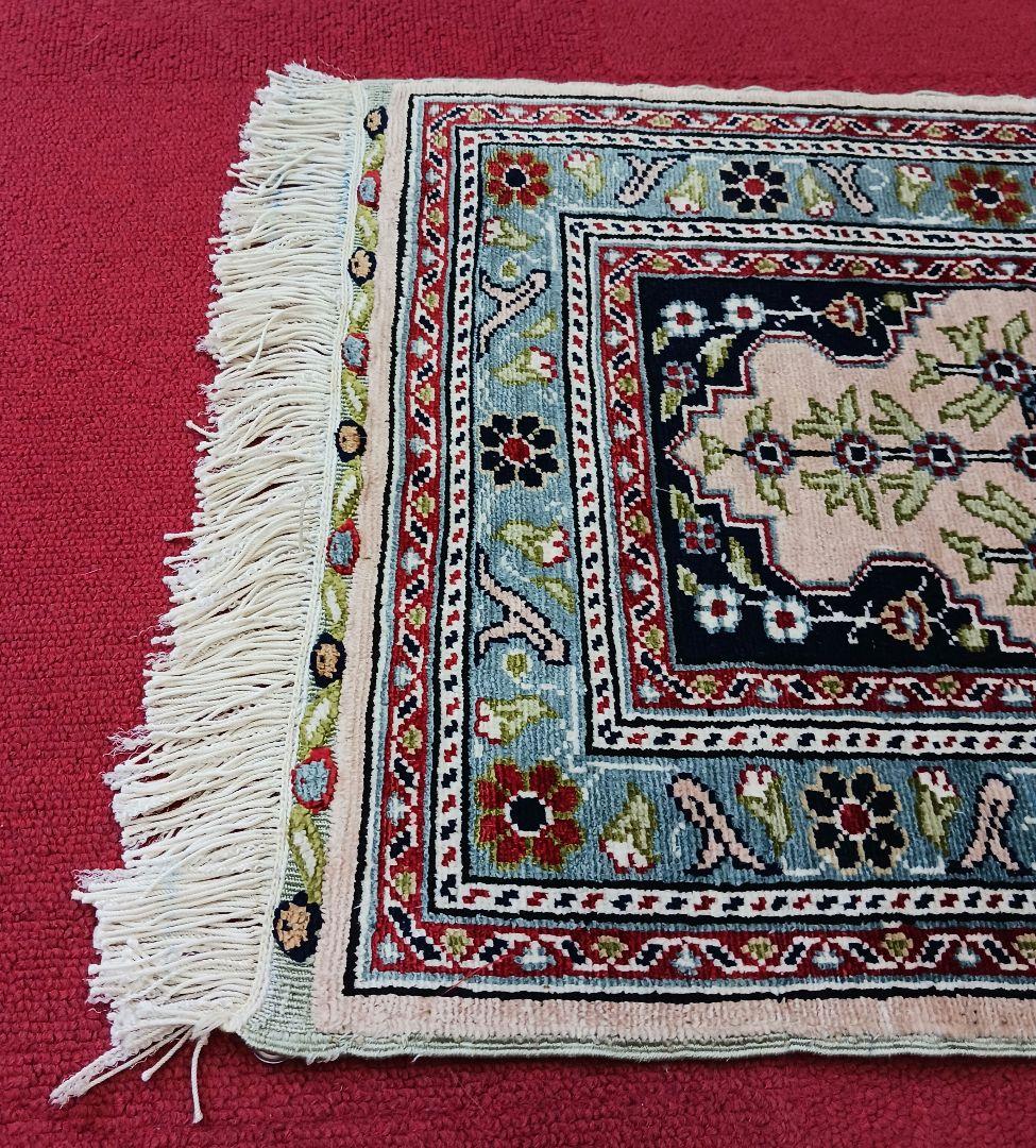Y2733 トルコ絨毯 カイセリ シルク100% 手織り 45×36㎝