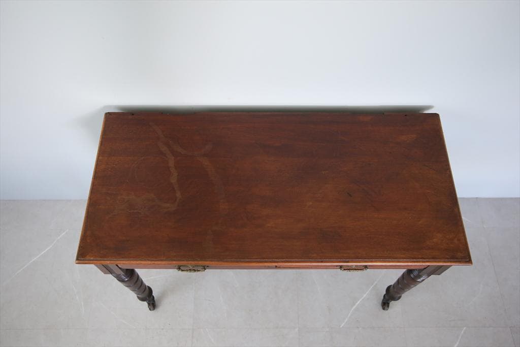 英国アンティーク古木デスク/作業台/勉強机/木製テーブル/オフィス(89-220