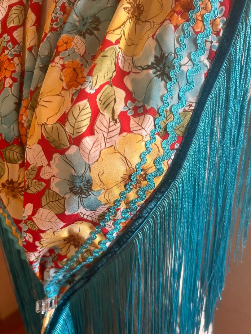 新品☆春カラー☆水色　フラメンコ用花柄シージョ