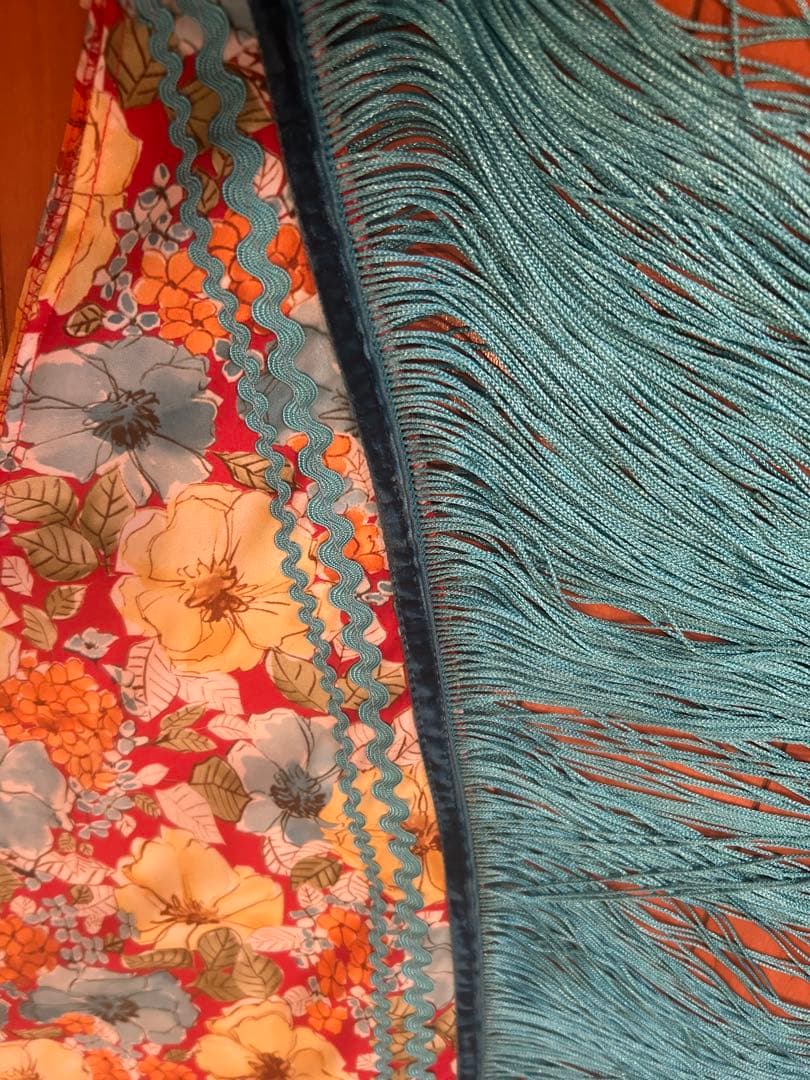 新品☆春カラー☆水色　フラメンコ用花柄シージョ