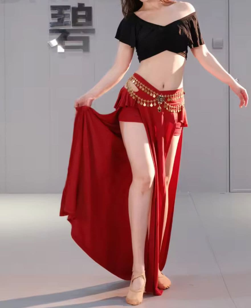 ベリーダンス セットアップ 黒と赤サイズM