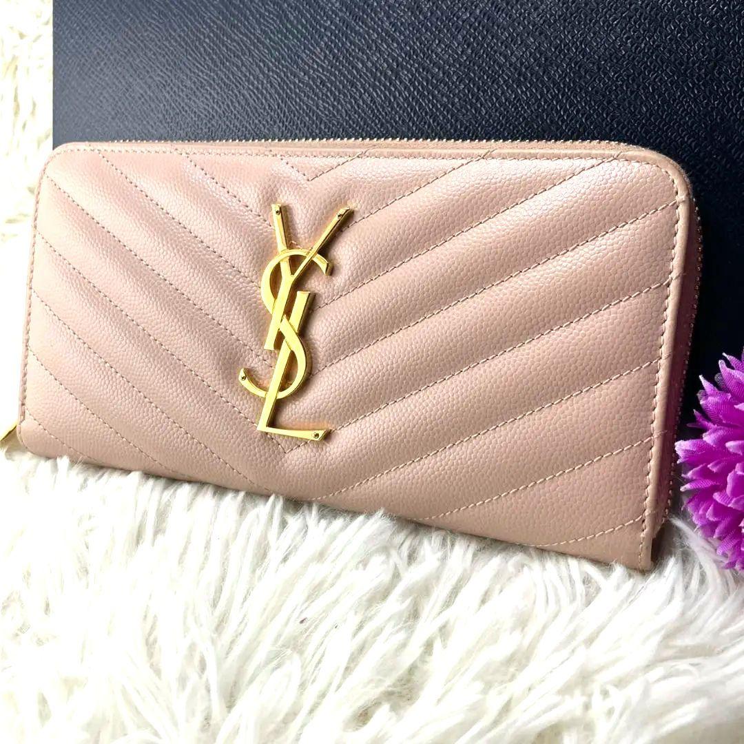 ✨美品✨サンローラン 長財布 キャビアスキン カサンドラ YSLロゴ V