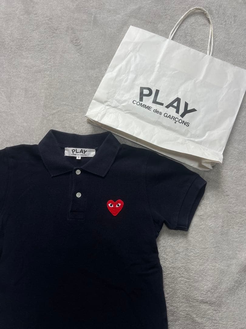【正規品】COMME des GARÇONS PLAY ネイビー　ポロシャツ S