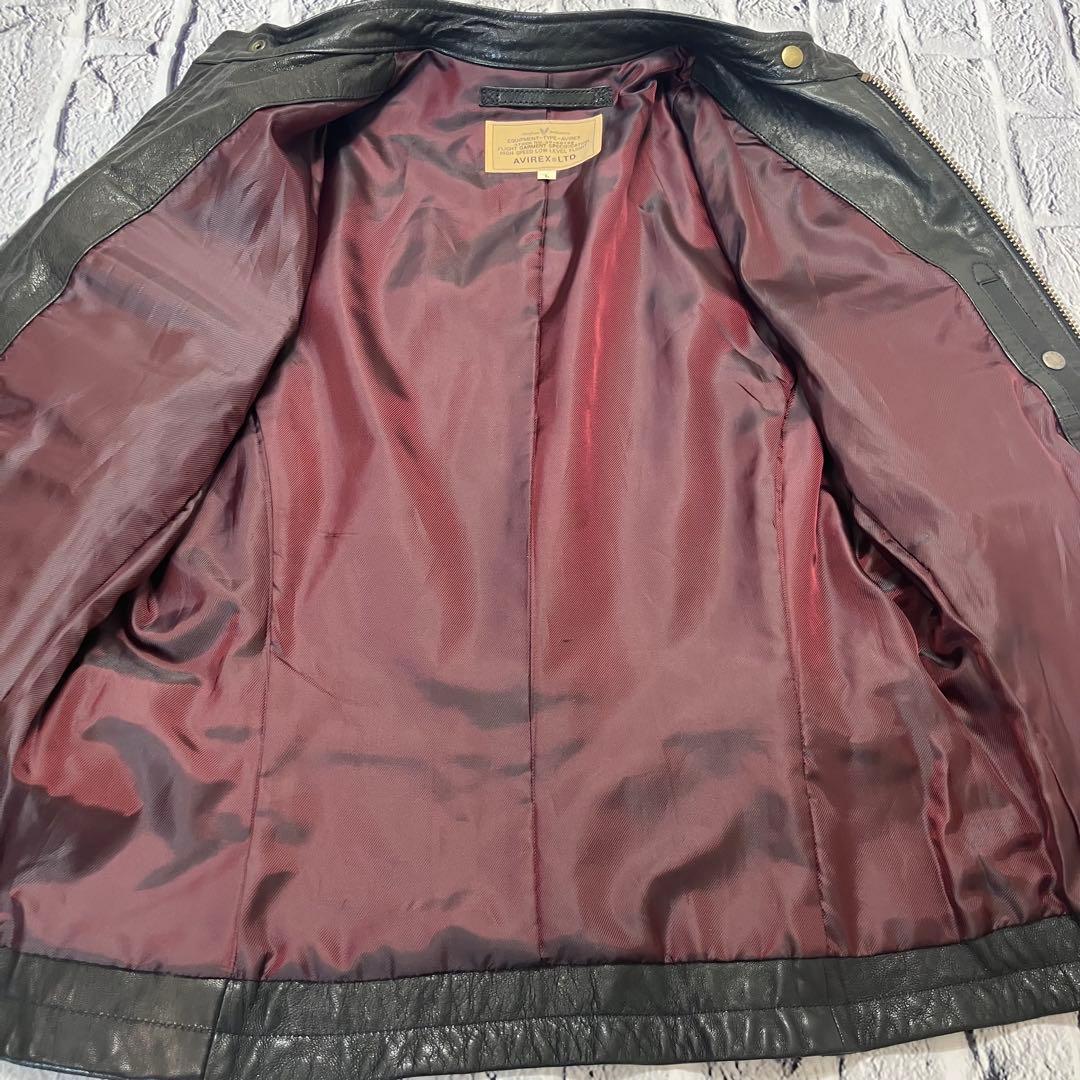 美品 AVIREX ライダース パッチカスタム ゴートレザージャケット 革