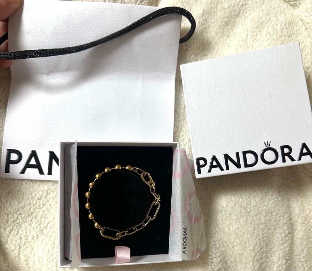 PANDORA 14Kゴールドプレーティングのリンクチェーン ブレスレット