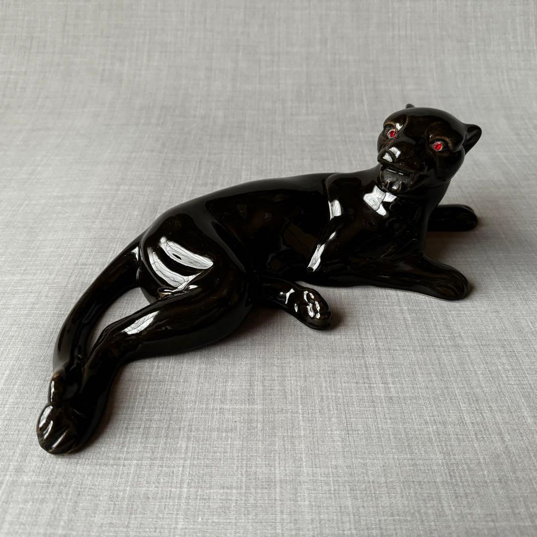 ヴィンテージ ブラックパンサー 黒豹 ペア オブジェ インテリア