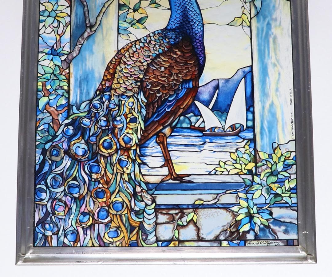 ルイス・C・ティファニー 大型ヴィンテージ ステンドグラス 美術館 ピーコック