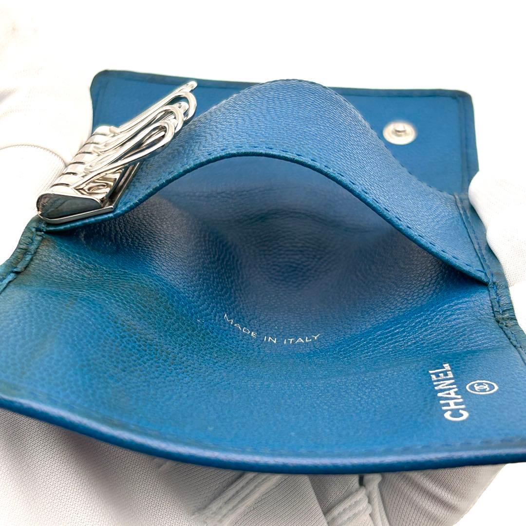 CHANEL シャネル キーケース レザー ブルー