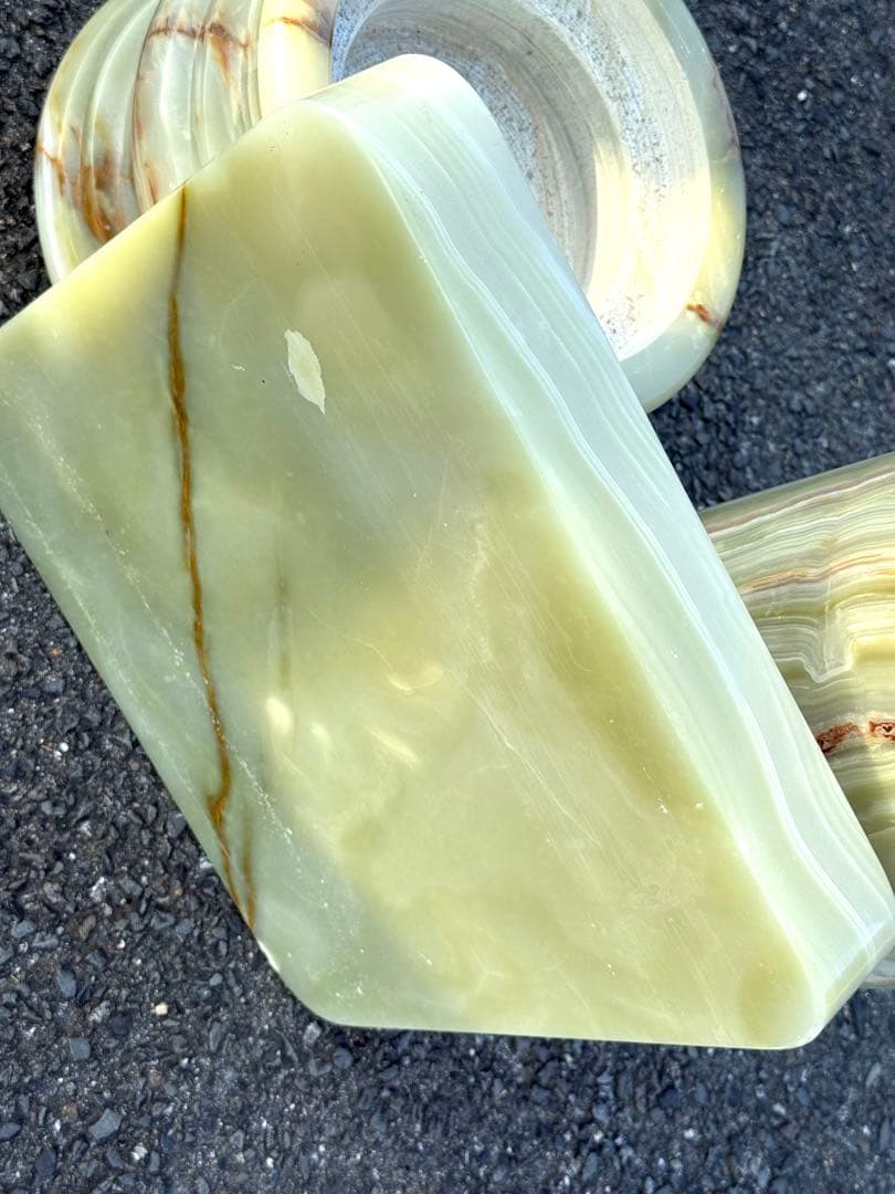 ③高73cm♪ 天然石 大理石 グリーンオニキス 飾り台 オブジェ 快適