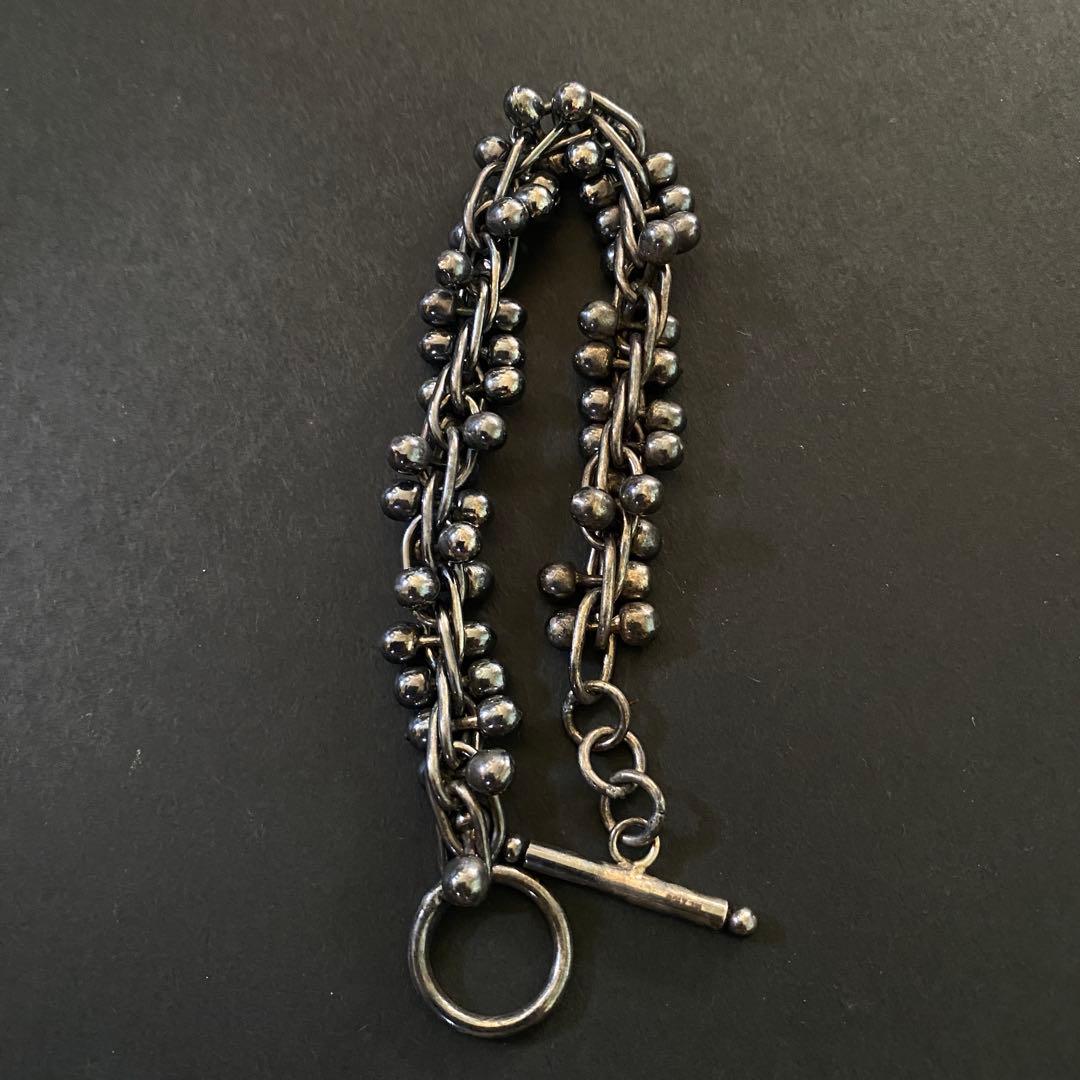 ヴィンテージ メキシコ シルバー パール DNA リンク ブレスレット いぶし銀