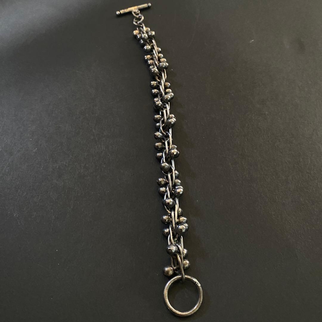 ヴィンテージ メキシコ シルバー パール DNA リンク ブレスレット いぶし銀