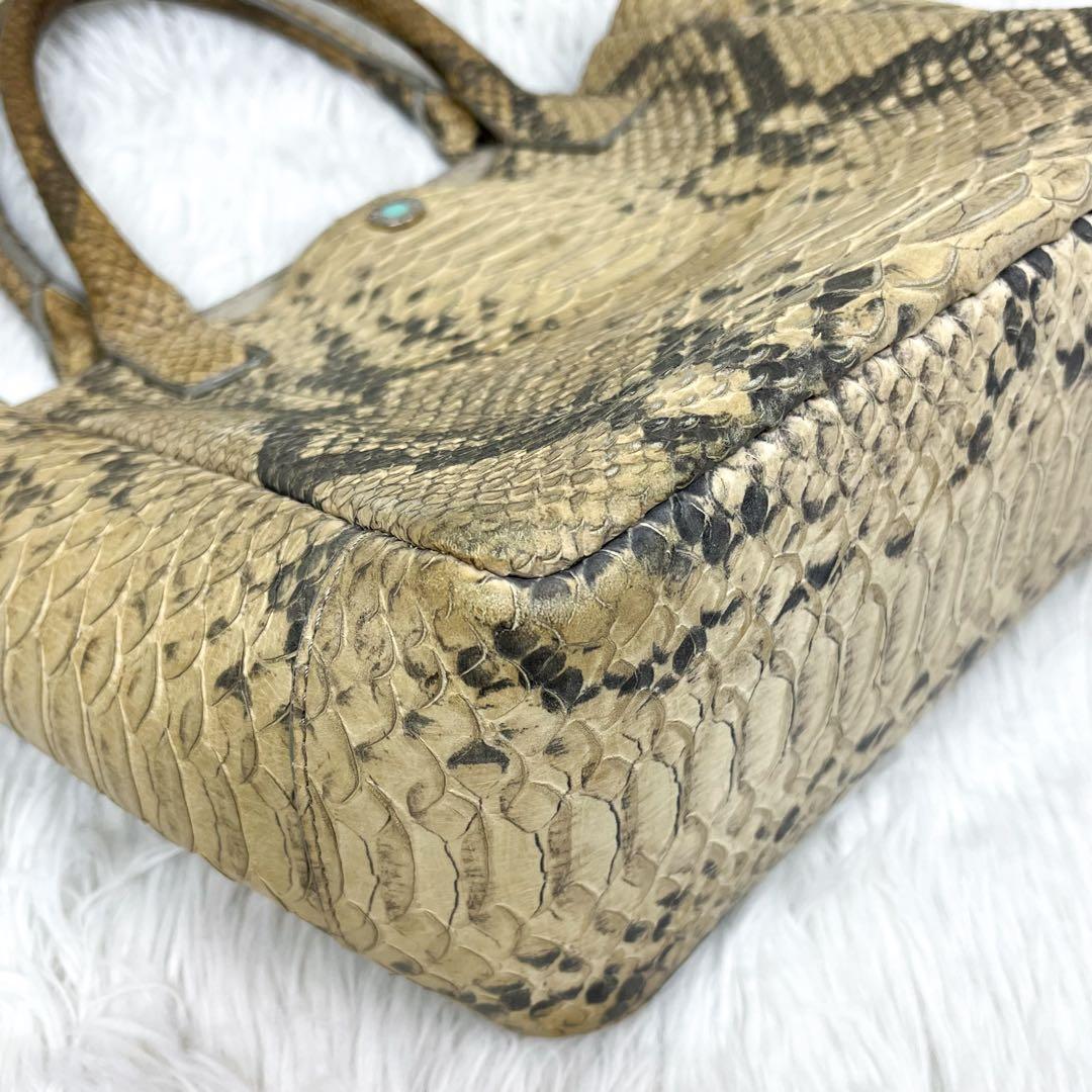 超希少 ティファニー ハンドバッグ リアルパイソンレザー ロゴ金具