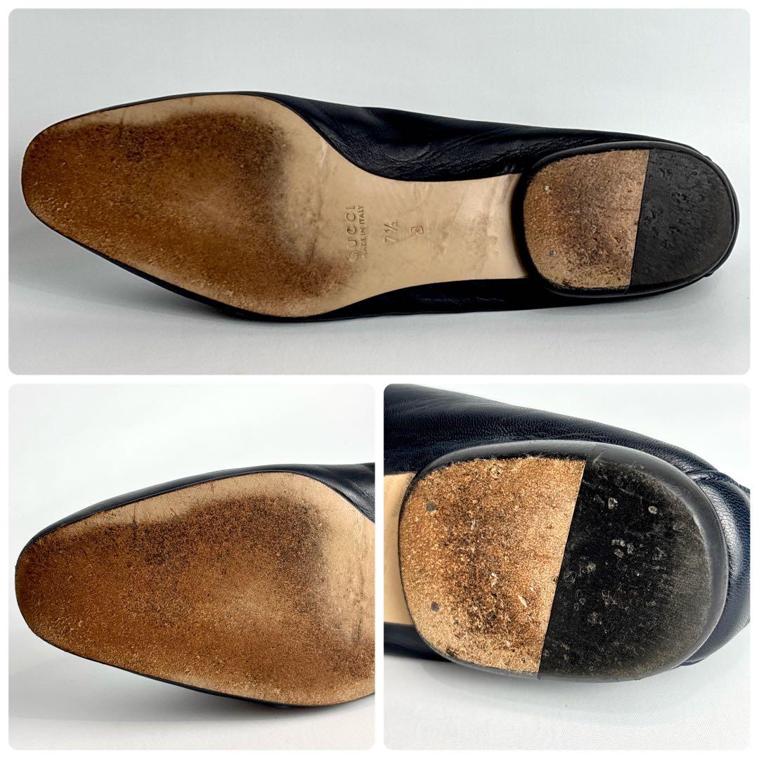 美品 GUCCI グッチ バンブー フラットシューズ ラムレザー 24.5㎝