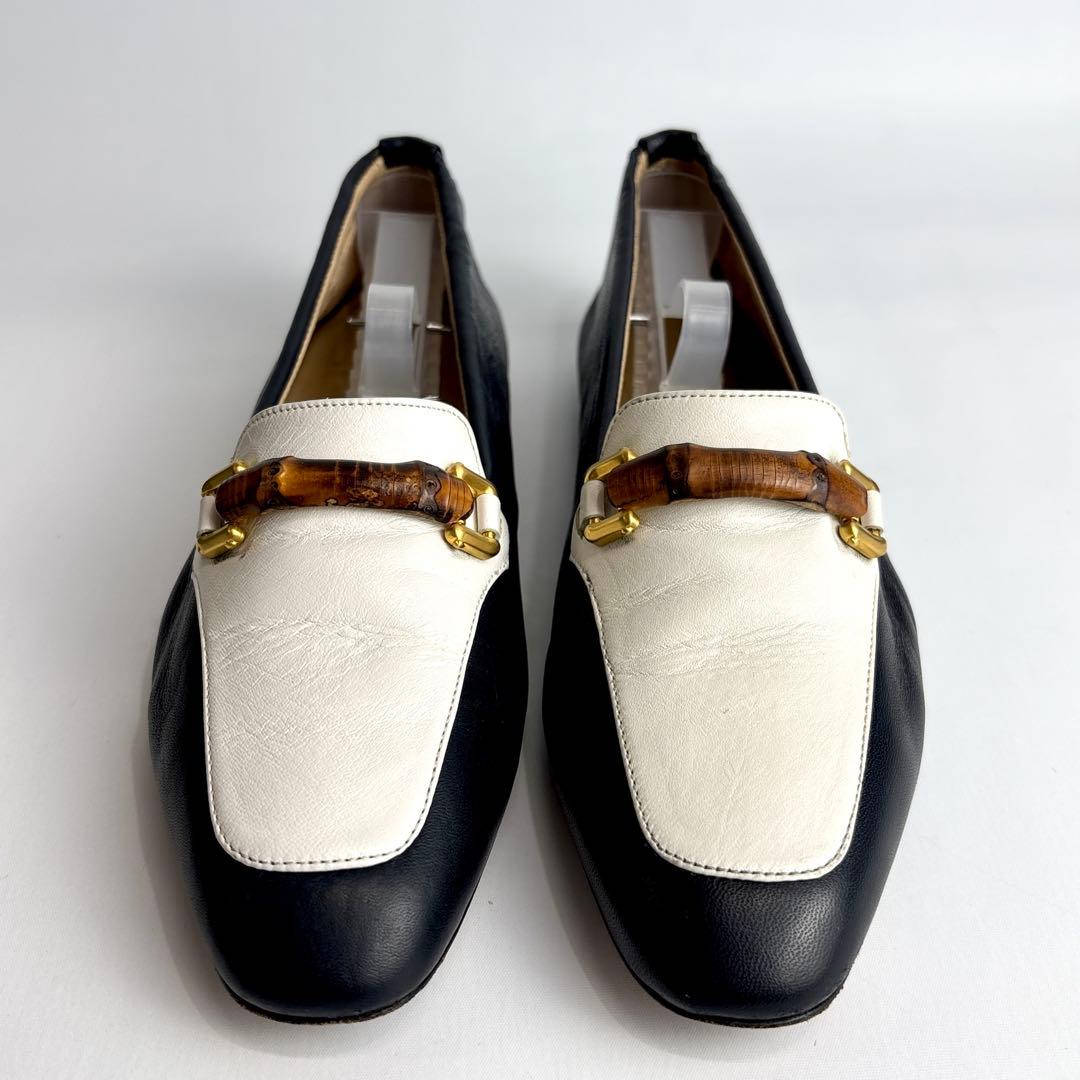 美品 GUCCI グッチ バンブー フラットシューズ ラムレザー 24.5㎝