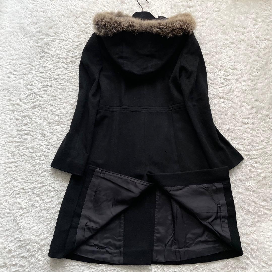 トッカ ロングコート カシミヤ フォックスファー 2way ロゴ刻印ボタン