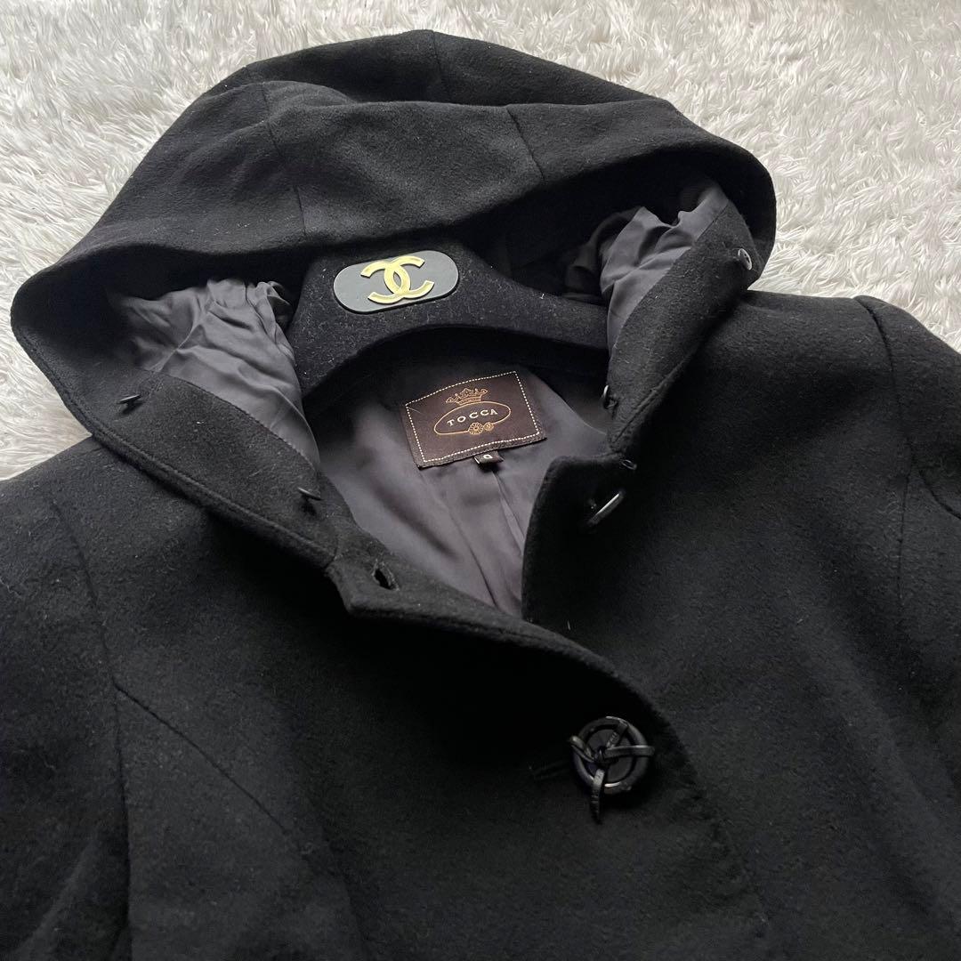 トッカ ロングコート カシミヤ フォックスファー 2way ロゴ刻印ボタン