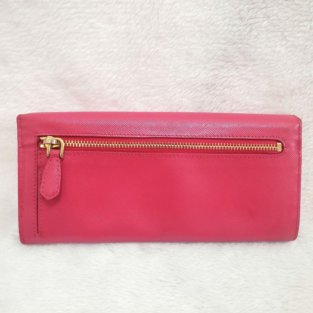 極美品 プラダ 長財布 サフィアーノ フィオッコ ブルー メタルロゴ リボン