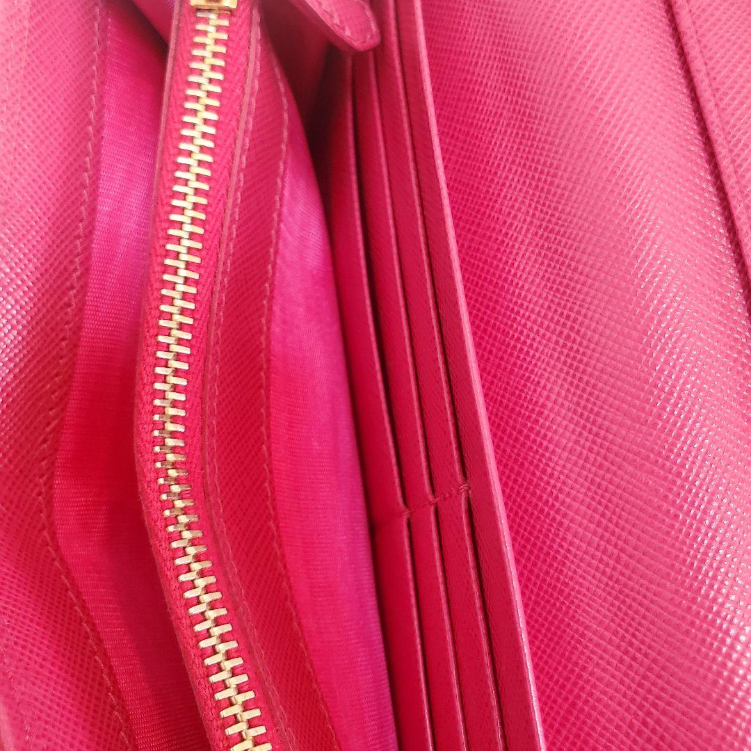 極美品 プラダ 長財布 サフィアーノ フィオッコ ブルー メタルロゴ リボン