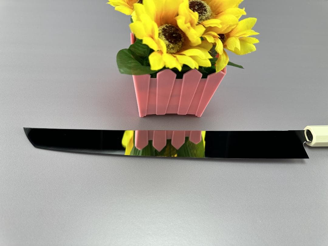 5559 先丸柳刃包丁 尺 ウルトラ鏡面仕上げ 刺身包丁 人工象牙黒三本巻