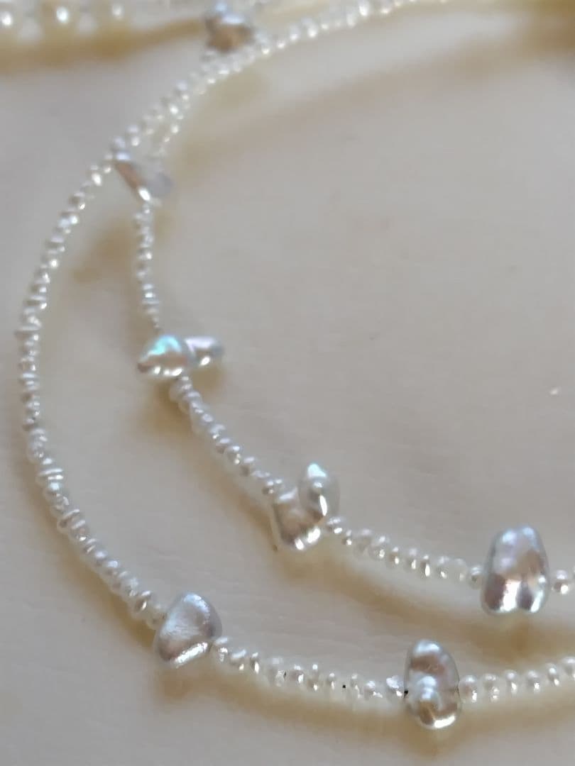 白蝶真珠ケシパール、あこや砂芥子パールの、オメガ風ネックレス