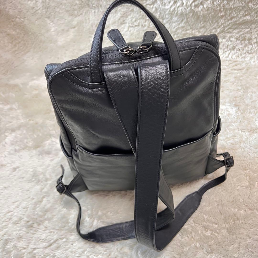 美品 イアパピヨネ 《A４対応/本革》レザースタンドリュック2 ブラック