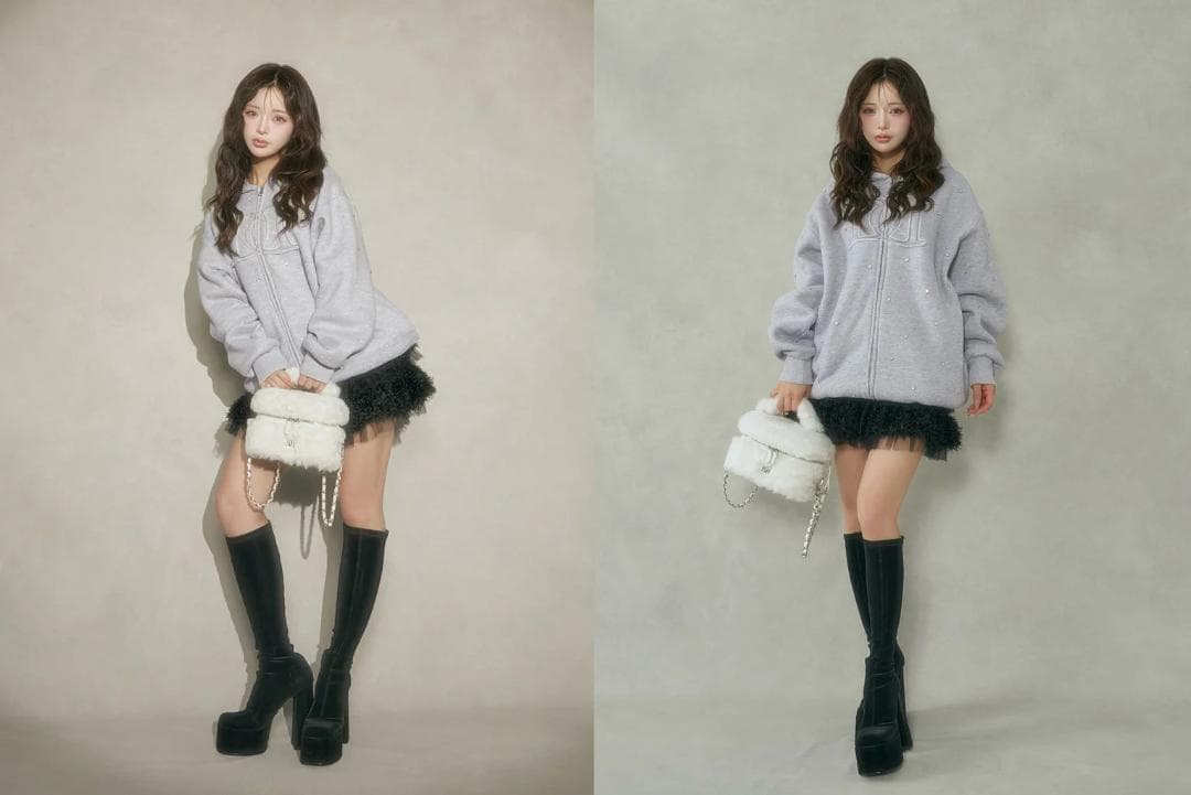 ダーリッチ darich DDロゴビジュージップパーカー グレー GRY