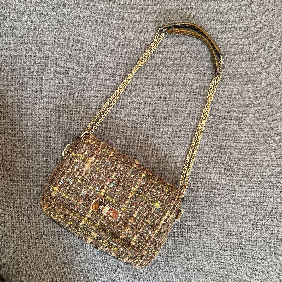 COACH　コーチ　ツイード チェーン 　パンコール　ショルダーバッグ　緑