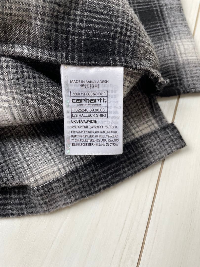 XL カーハート 黒白 オンブレー ウールシャツ シャドーチェック WIP
