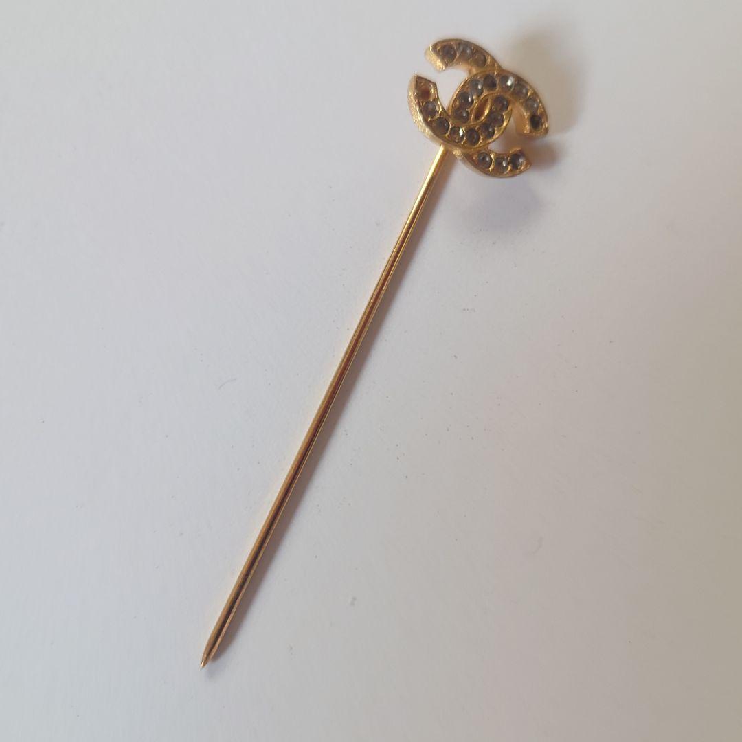 美品 シャネル ピンブローチ ココマーク ラインストーン ヴィンテージ 181