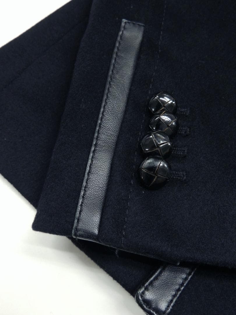 ドルチェ＆ガッバーナ ラムレザー羊革トリム 装飾 カシミヤ混 ウール P