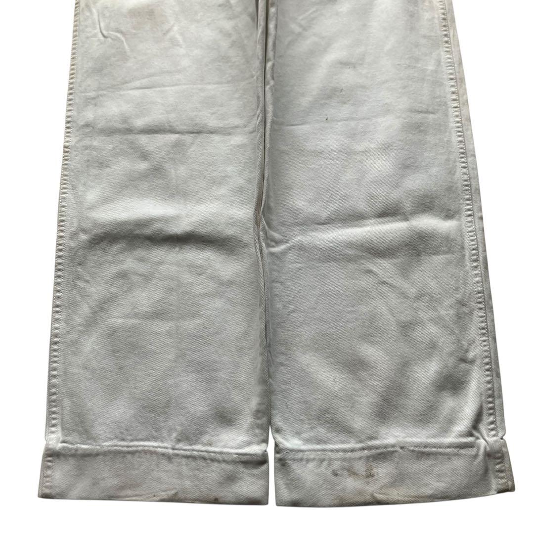 大人気Carhartt 革ロゴ 極太90s carhartt バギーホワイトデニム ワン