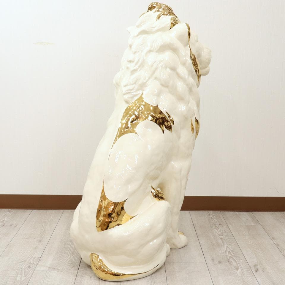 陶器 動物 ライオン 置物 イタリア製 獅子 オブジェ 高級