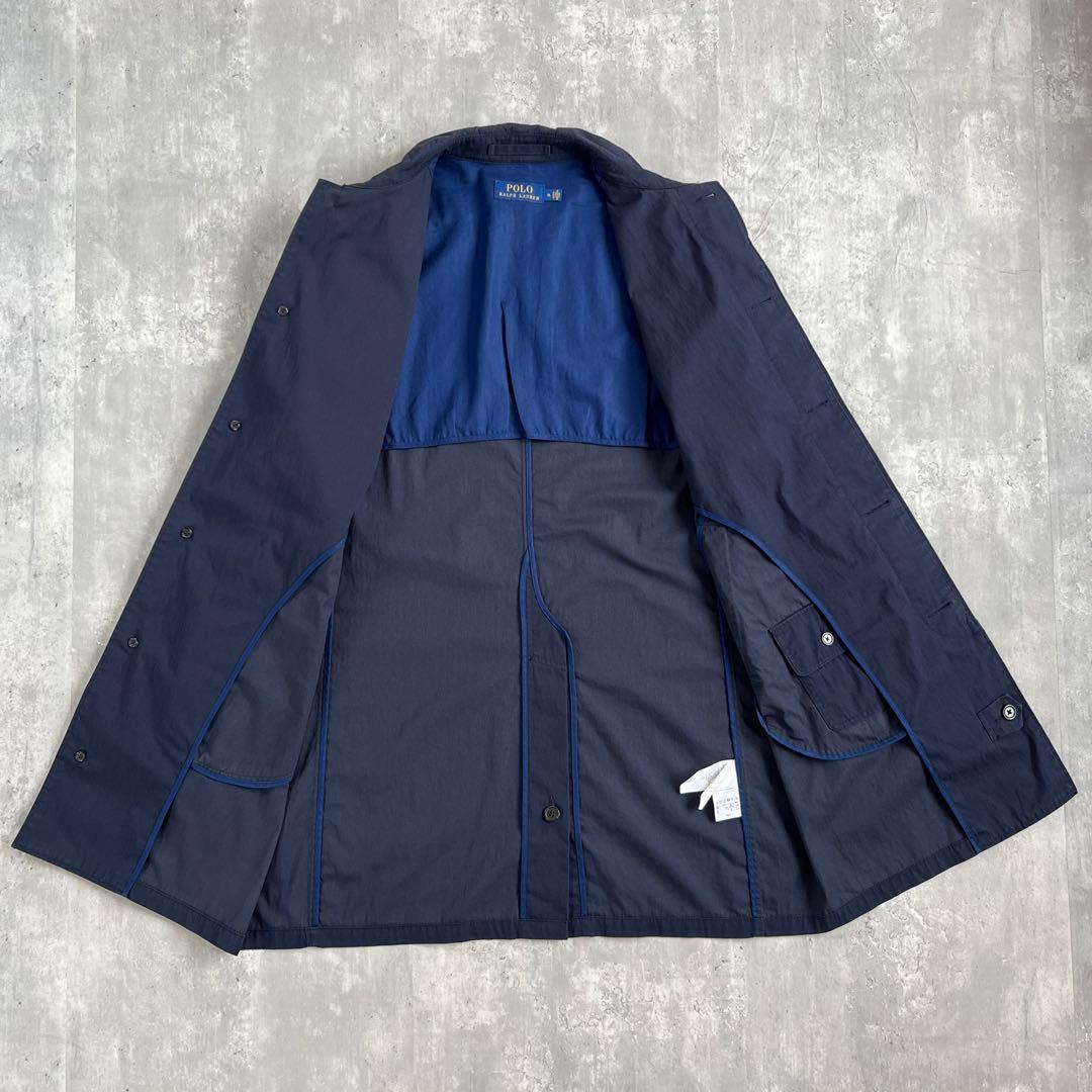 ポロラルフローレン　現行タグ　ステンカラーコート　ネイビー　綿×ナイロン　M