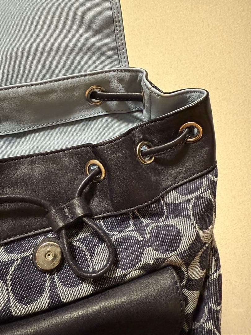 24時間以内発送　COACH デニムリュック ネイビー バックパック